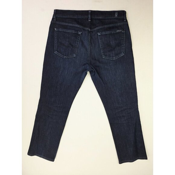 7 For All Mankind Size 33X29 Mens Standard Straight Blue Denim 5 Pocket Jeans - Picture 1 of 11